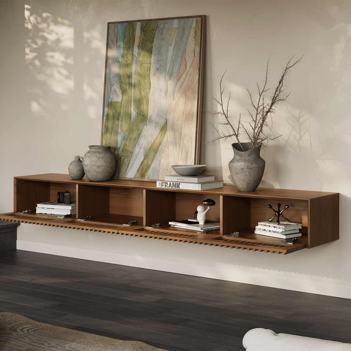Aeolus Mid - Century Floating LED TV Console - Exclusivia
