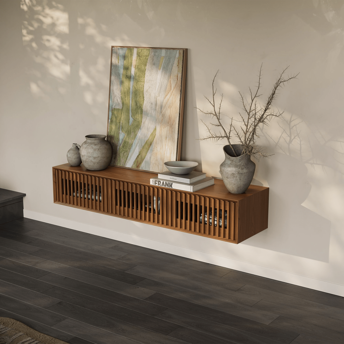 Aeolus Mid - Century Floating LED TV Console - Exclusivia