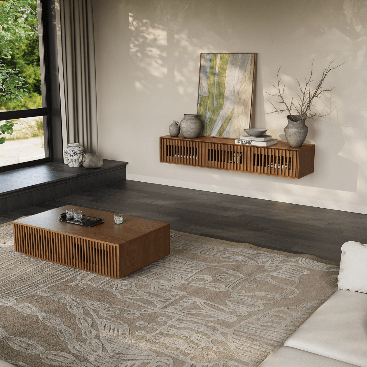 Aeolus Mid - Century Floating LED TV Console - Exclusivia