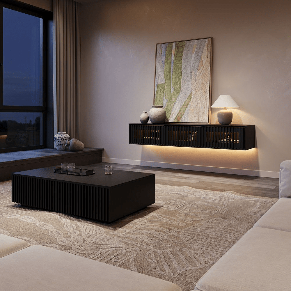 Aeolus Mid - Century Floating LED TV Console - Exclusivia