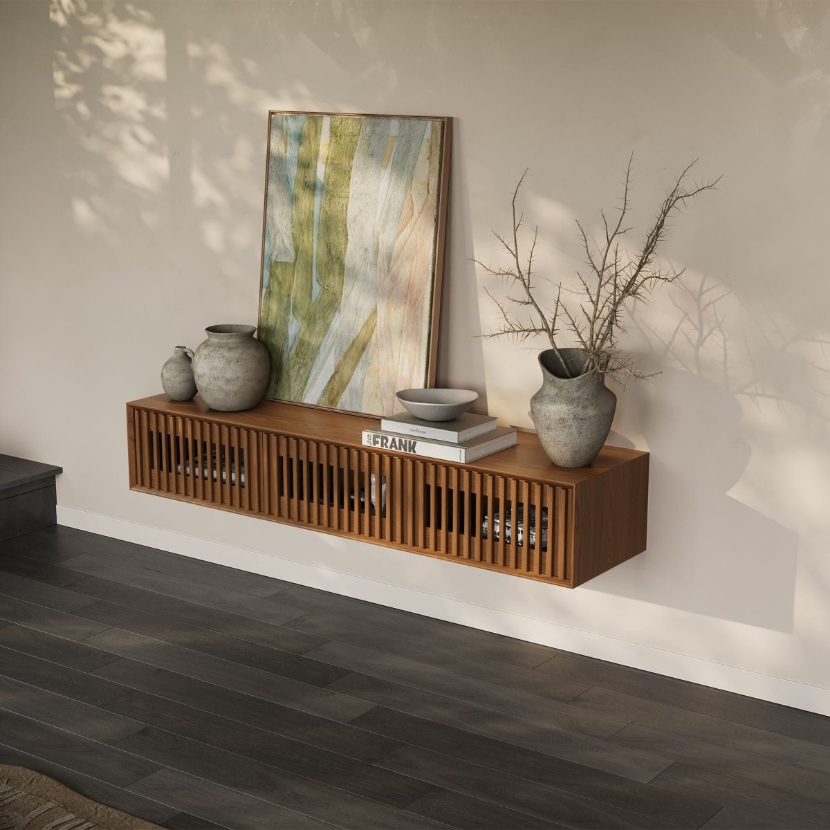 Aeolus Mid-Century Floating LED TV Console - Exclusivia