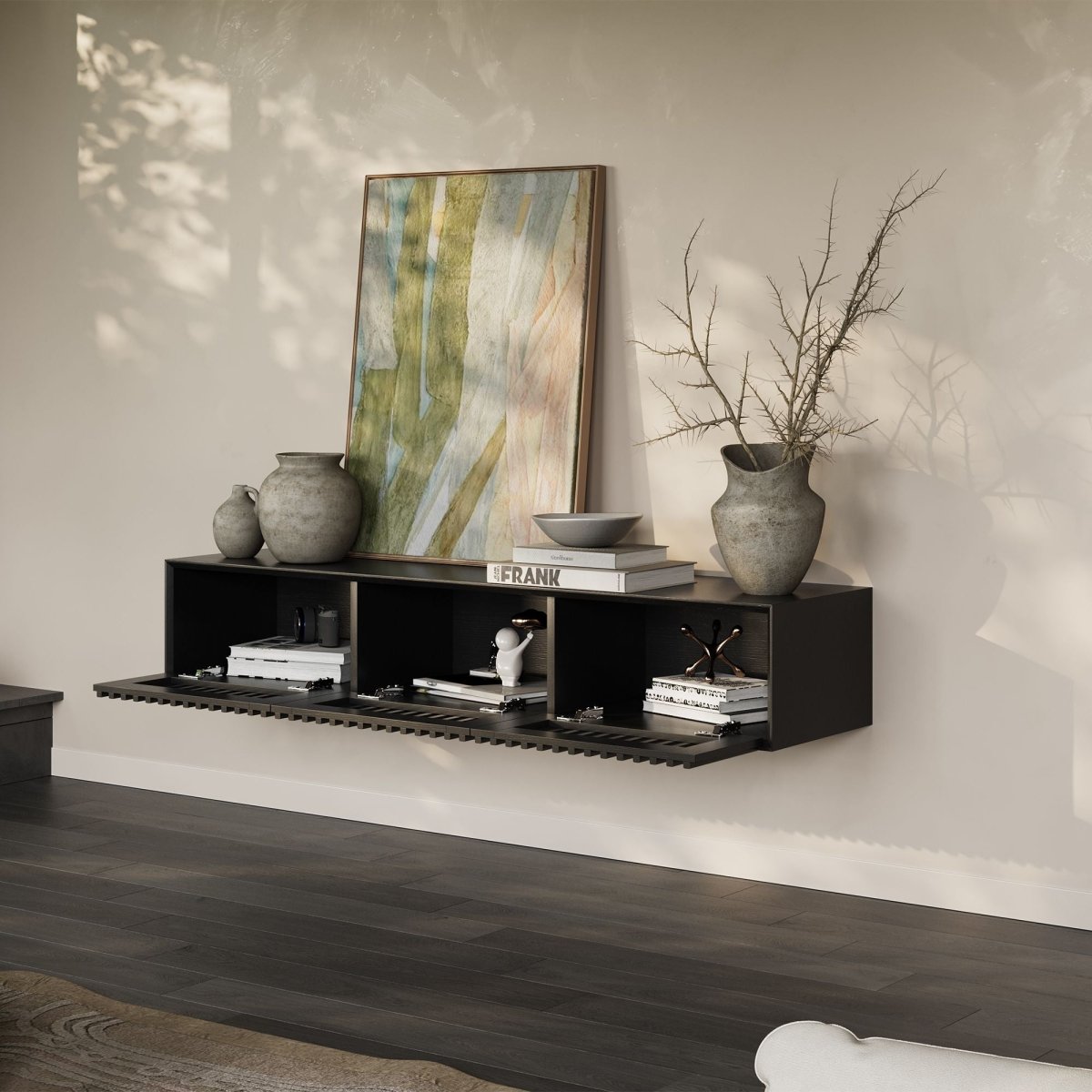 Aeolus Mid-Century Floating LED TV Console - Exclusivia