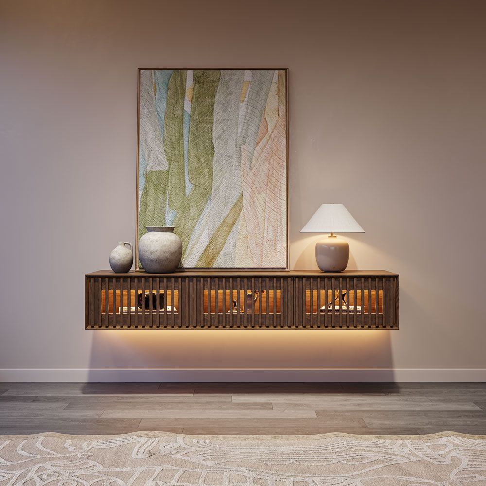 Aeolus Mid-Century Floating LED TV Console - Exclusivia