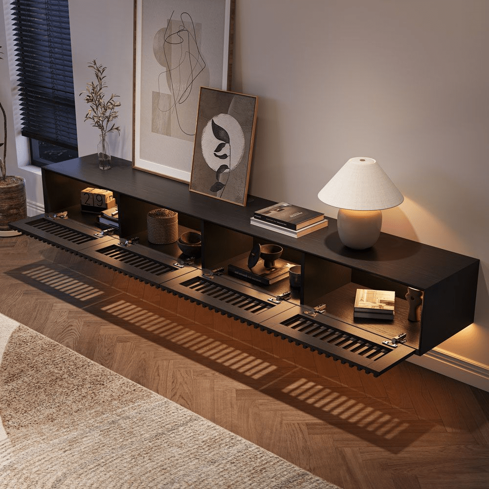Aeolus Mid - Century Floating LED TV Console - Exclusivia