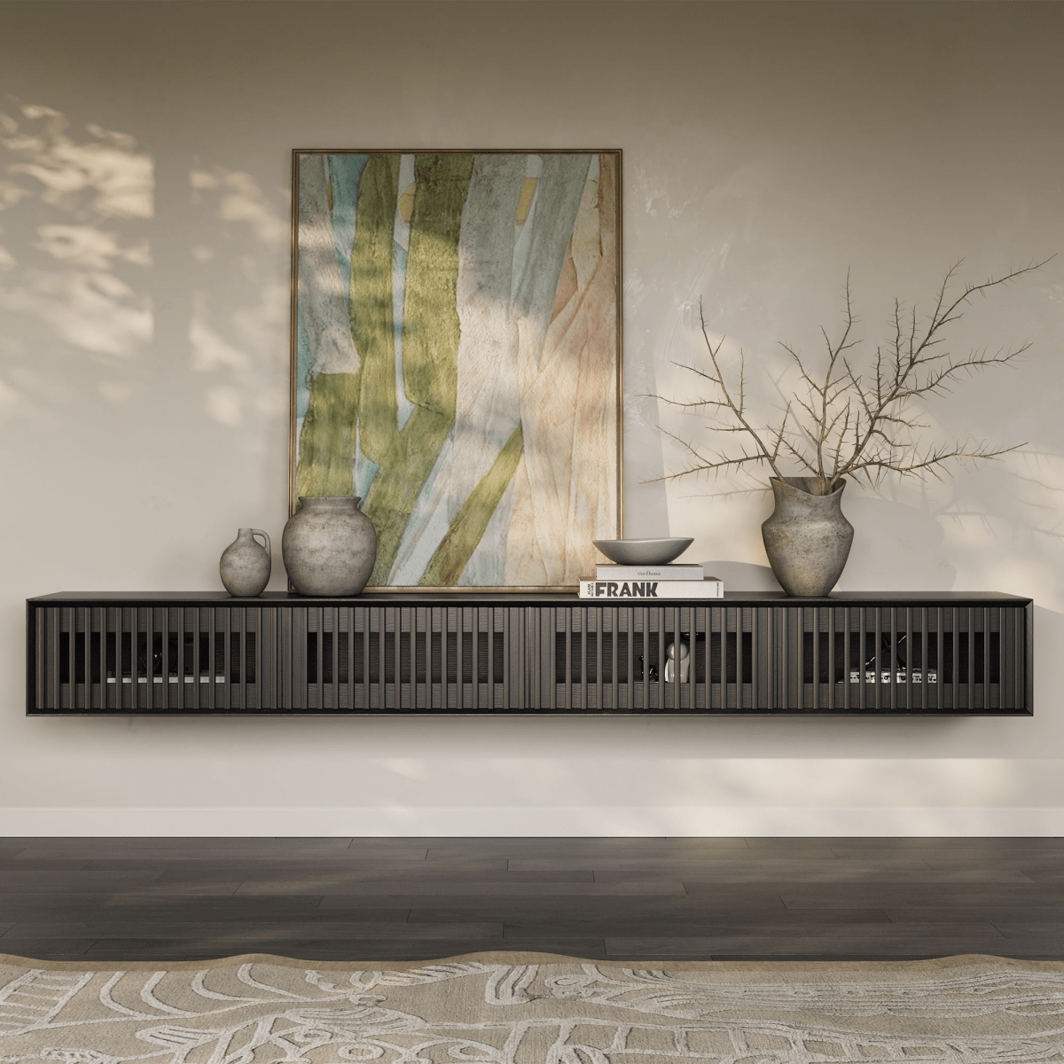 Aeolus Mid - Century Floating LED TV Console - Exclusivia