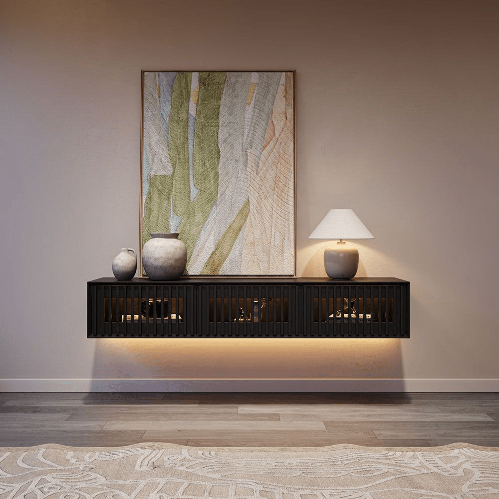 Aeolus Mid - Century Floating LED TV Console - Exclusivia