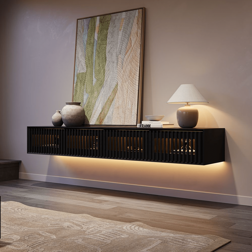Aeolus Mid - Century Floating LED TV Console - Exclusivia