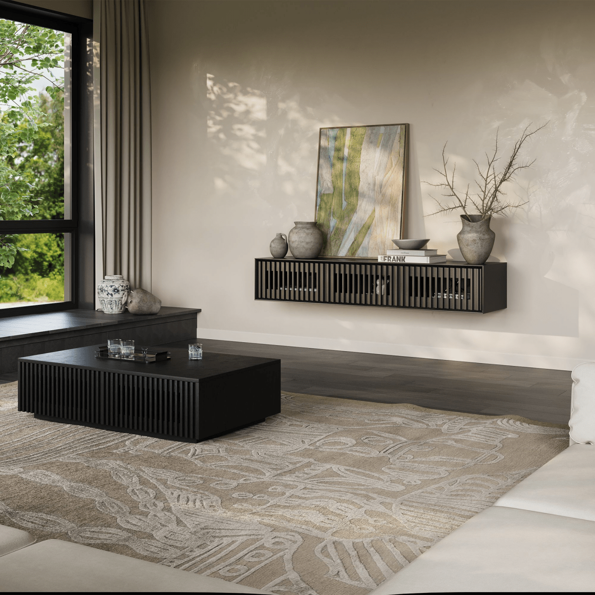 Aeolus Mid - Century Floating LED TV Console - Exclusivia