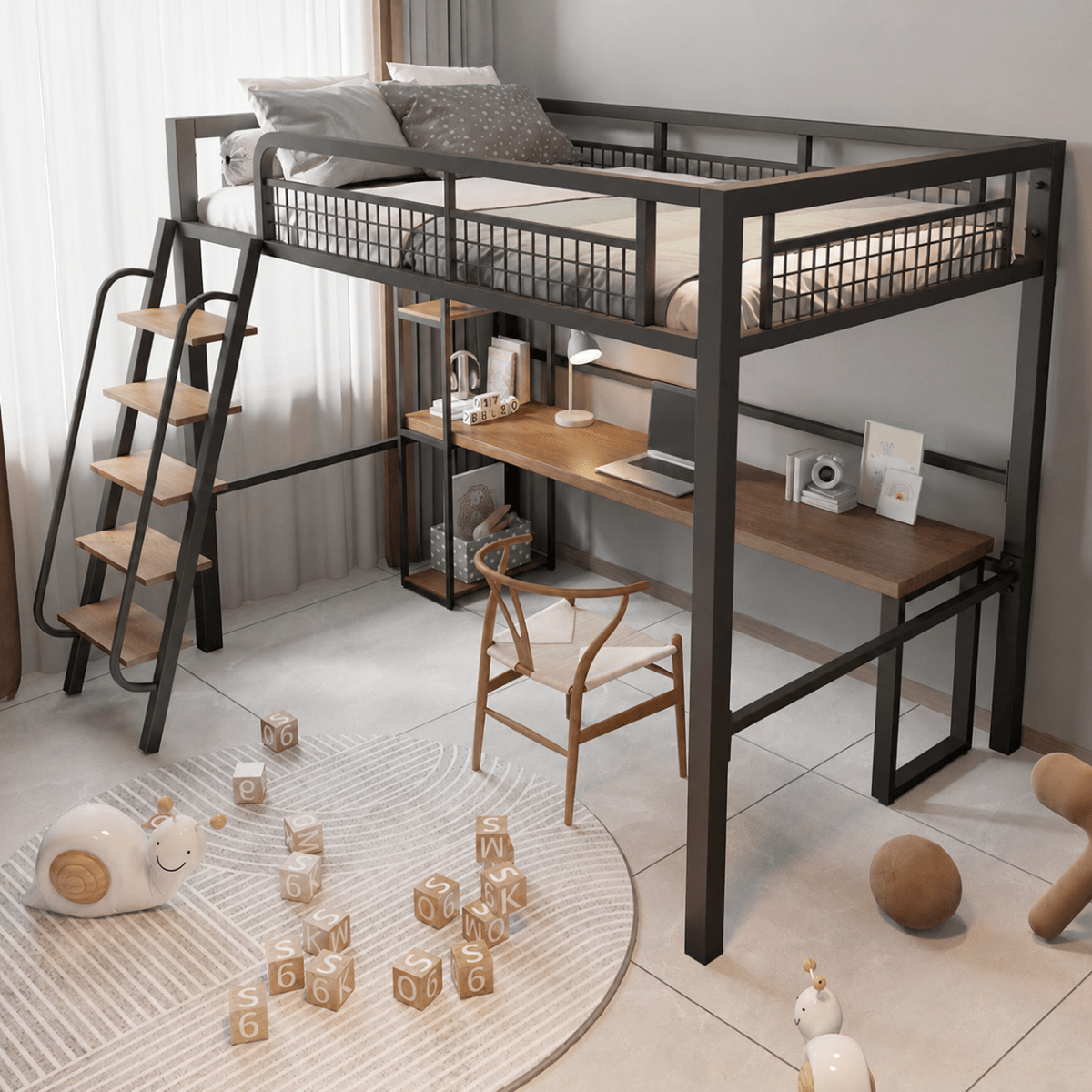 AERIS Modern Steel Loft Bedframe - Exclusivia