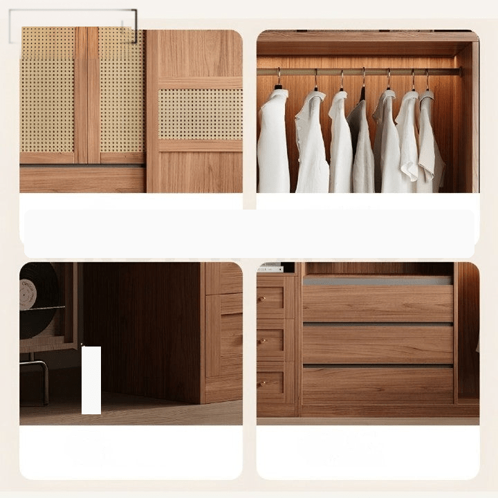 Akira Rustic Rattan Wardrobe - Exclusivia