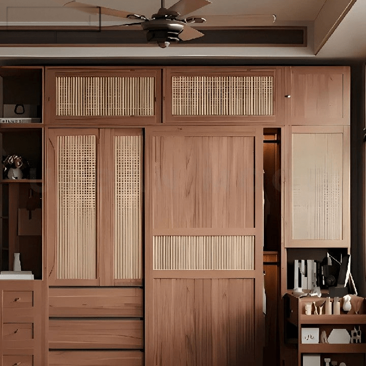 Akira Rustic Rattan Wardrobe - Exclusivia