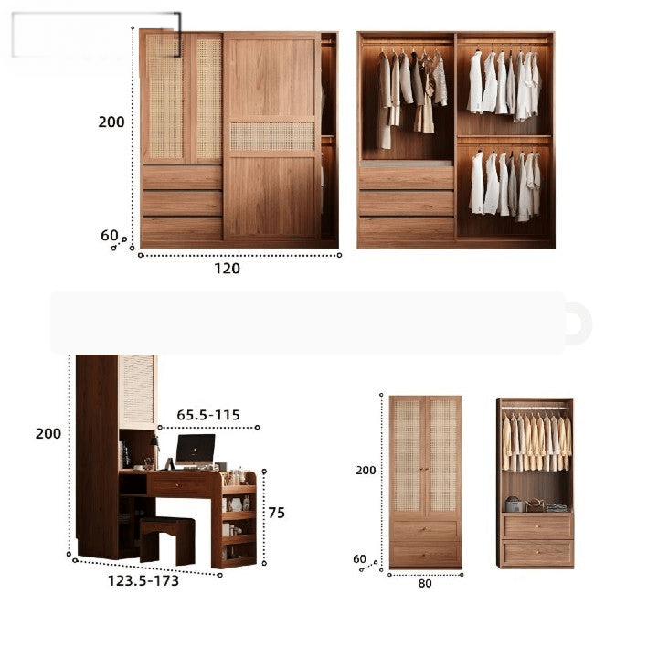 Akira Rustic Rattan Wardrobe - Exclusivia