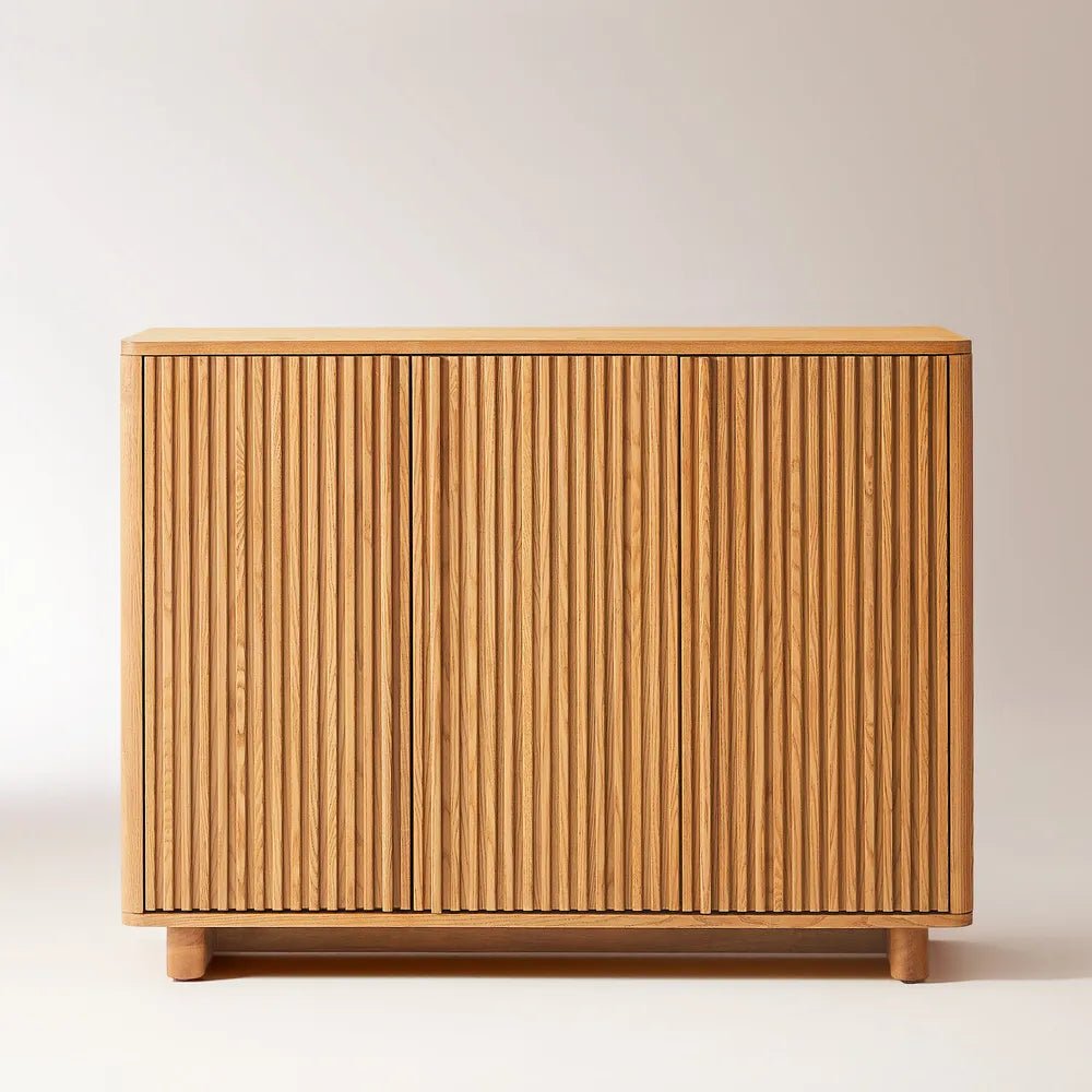 Arden 120 cm Ash Wood Shoe Cabinet - Exclusivia