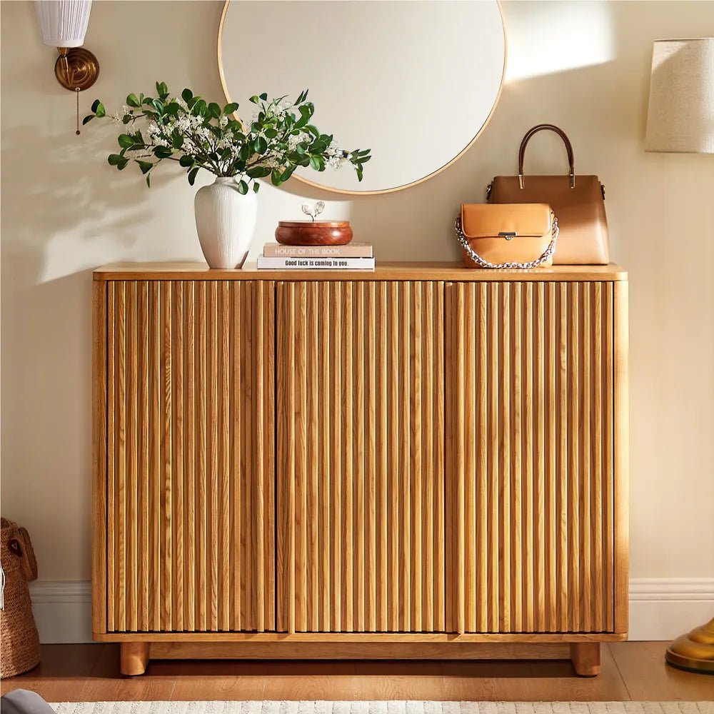 Arden 120 cm Ash Wood Shoe Cabinet - Exclusivia