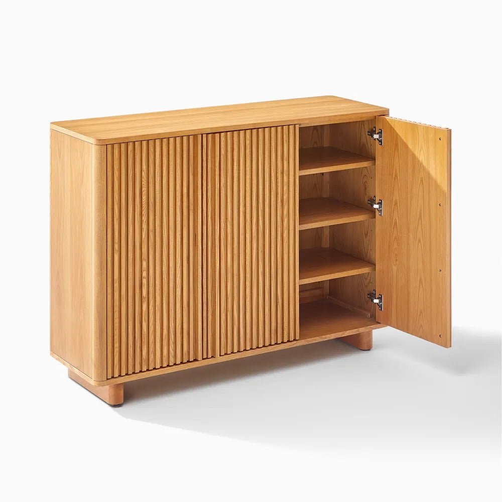 Arden 120 cm Ash Wood Shoe Cabinet - Exclusivia