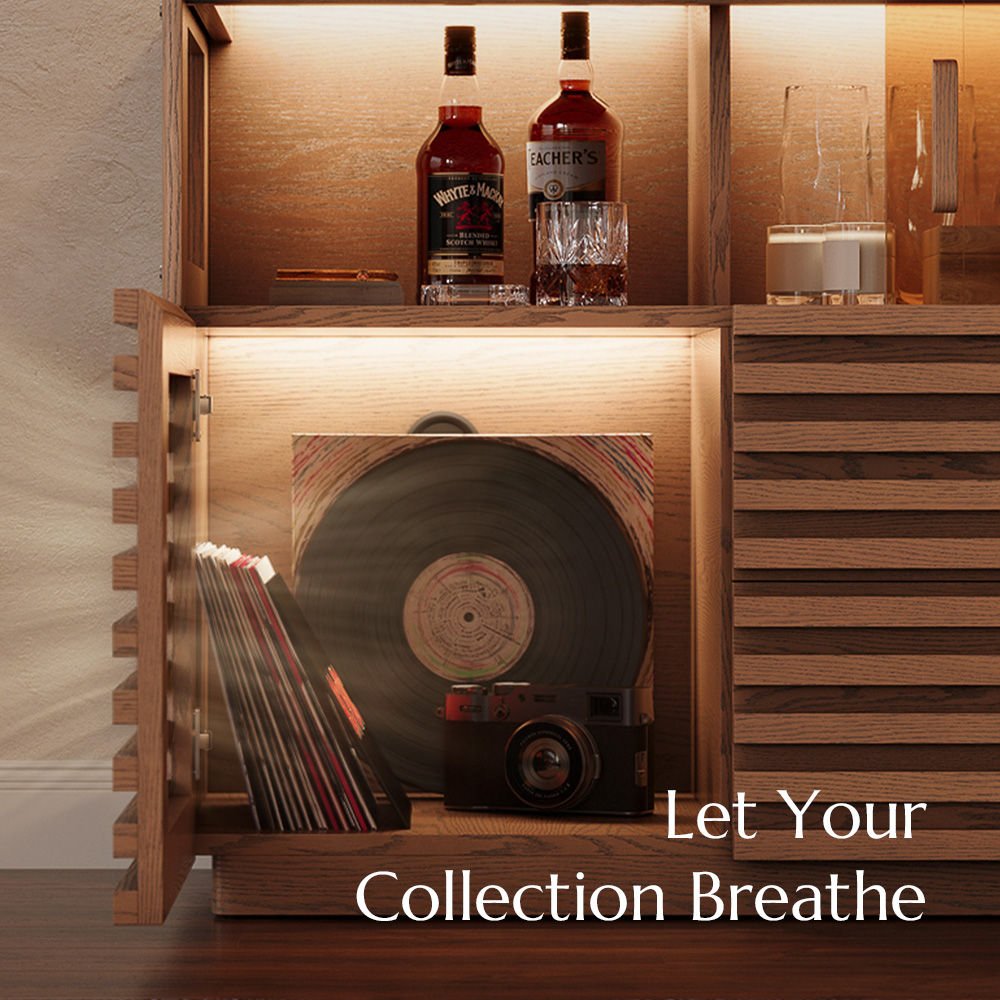 Atlas Mid - Century Slatted Storage Cabinet - Exclusivia
