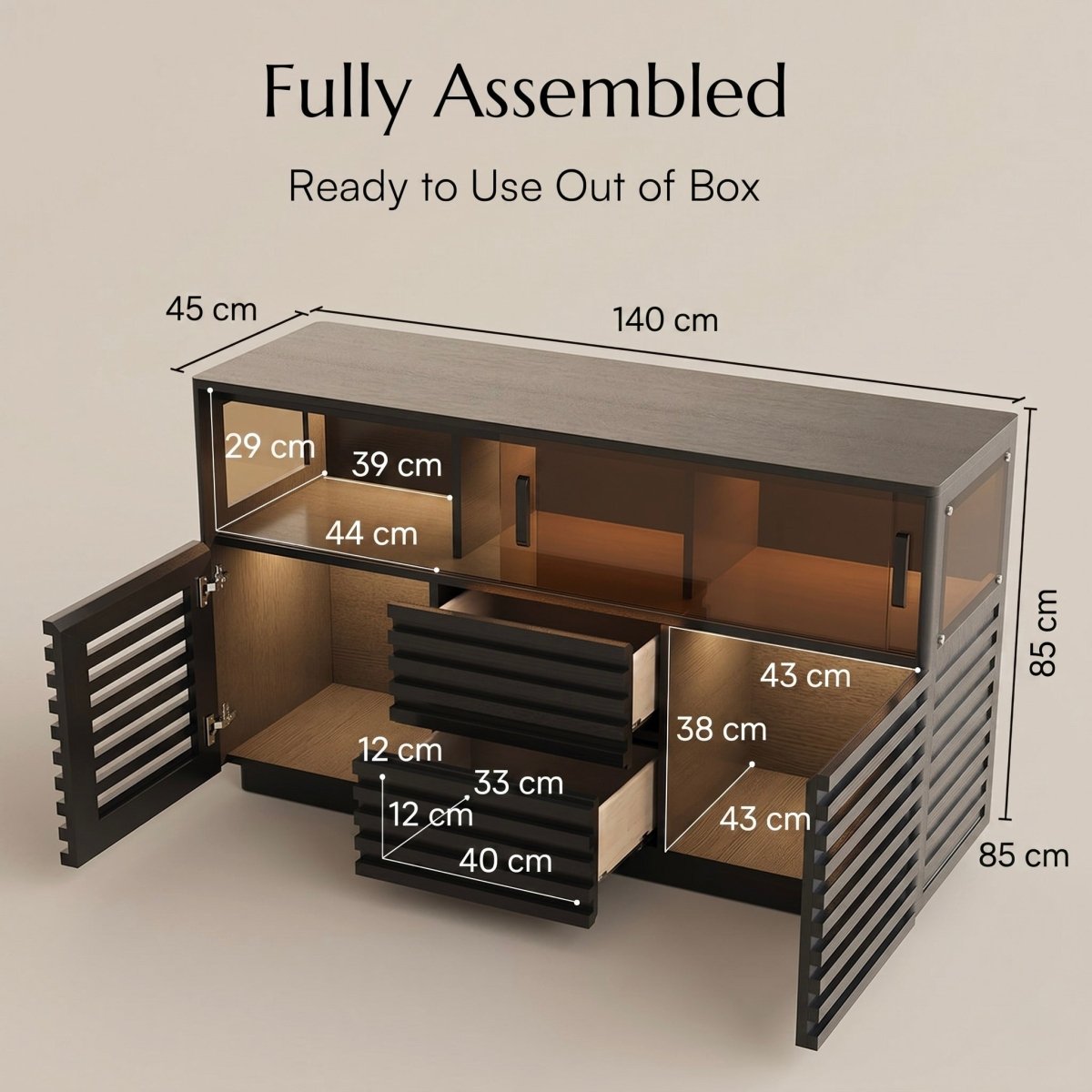 Atlas Mid - Century Slatted Storage Cabinet - Exclusivia