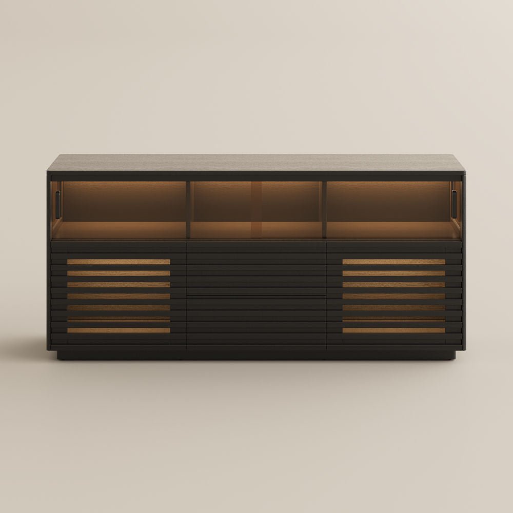 Atlas Mid - Century Slatted Storage Cabinet - Exclusivia