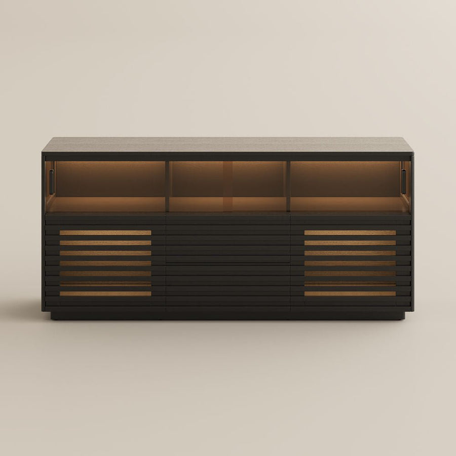 Atlas Mid - Century Slatted Storage Cabinet - Exclusivia
