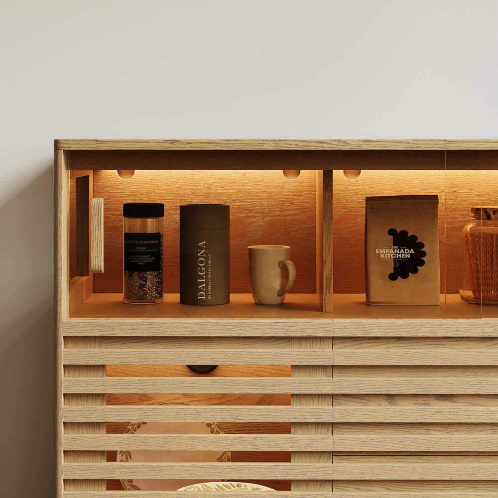 Atlas Mid - Century Slatted Storage Cabinet - Exclusivia