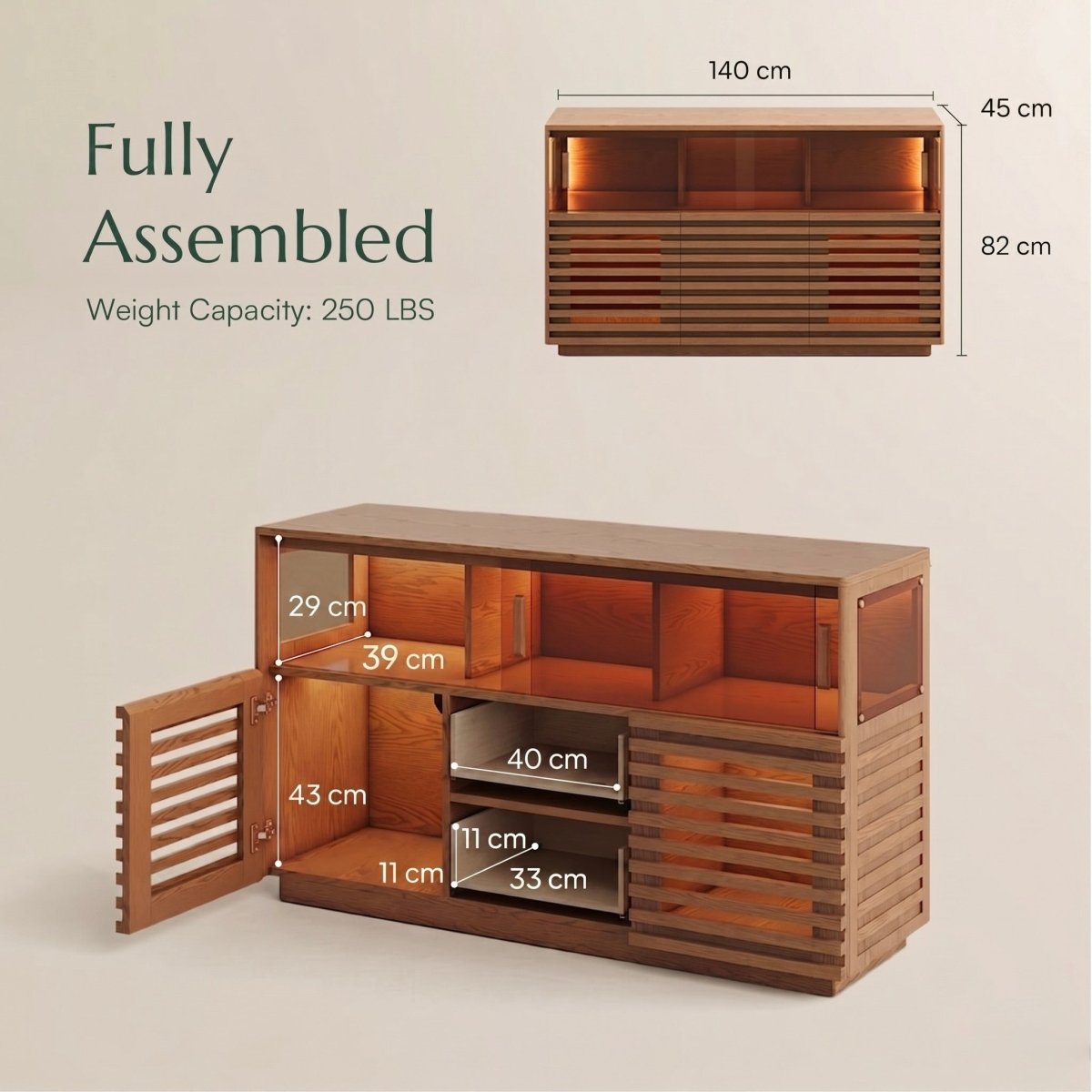 Atlas Mid - Century Slatted Storage Cabinet - Exclusivia