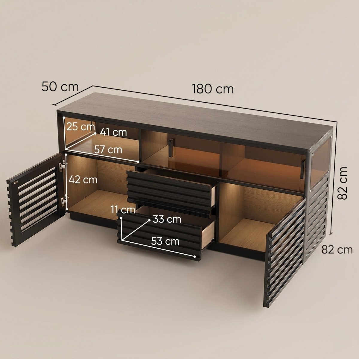 Atlas Mid - Century Slatted Storage Cabinet - Exclusivia