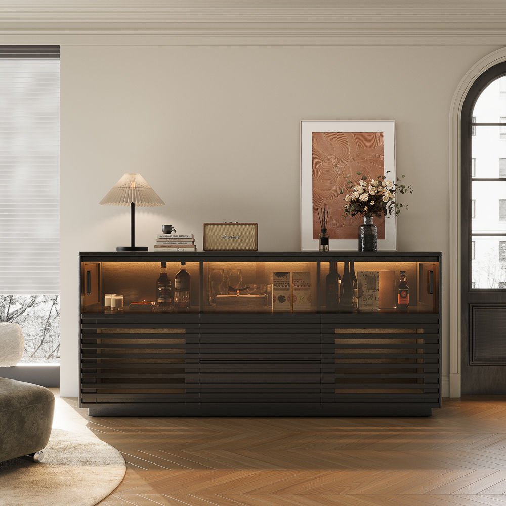 Atlas Mid - Century Slatted Storage Cabinet - Exclusivia