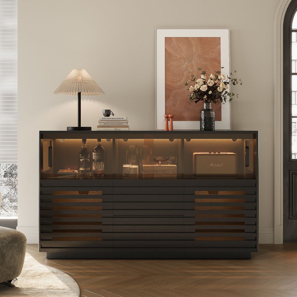 Atlas Mid - Century Slatted Storage Cabinet - Exclusivia