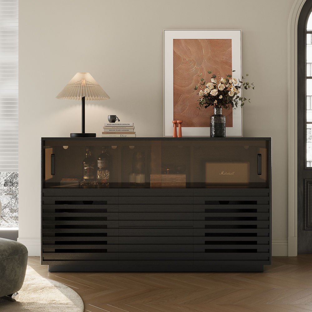 Atlas Mid - Century Slatted Storage Cabinet - Exclusivia
