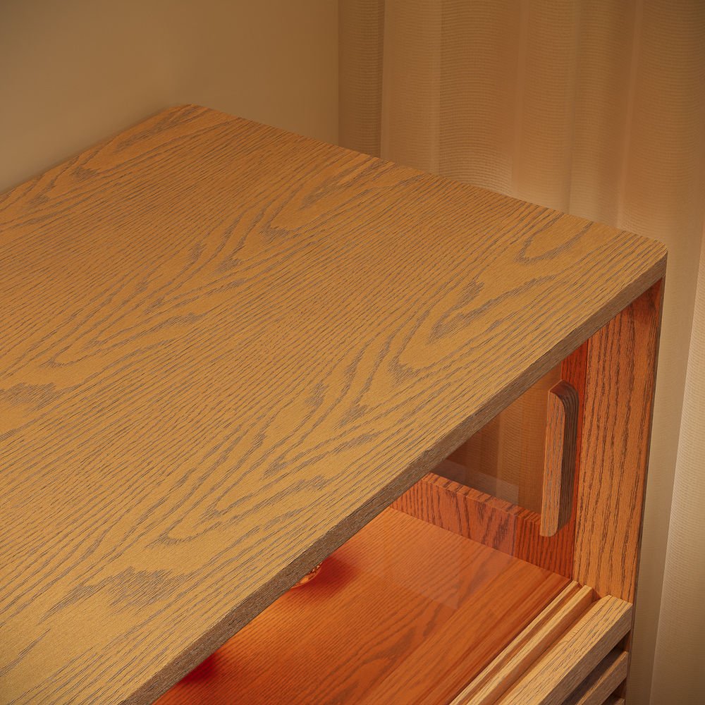 Atlas Mid - Century Slatted Storage Cabinet - Exclusivia