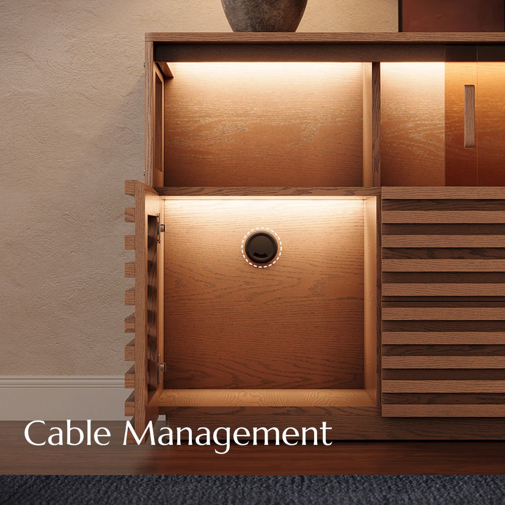 Atlas Mid - Century Slatted Storage Cabinet - Exclusivia