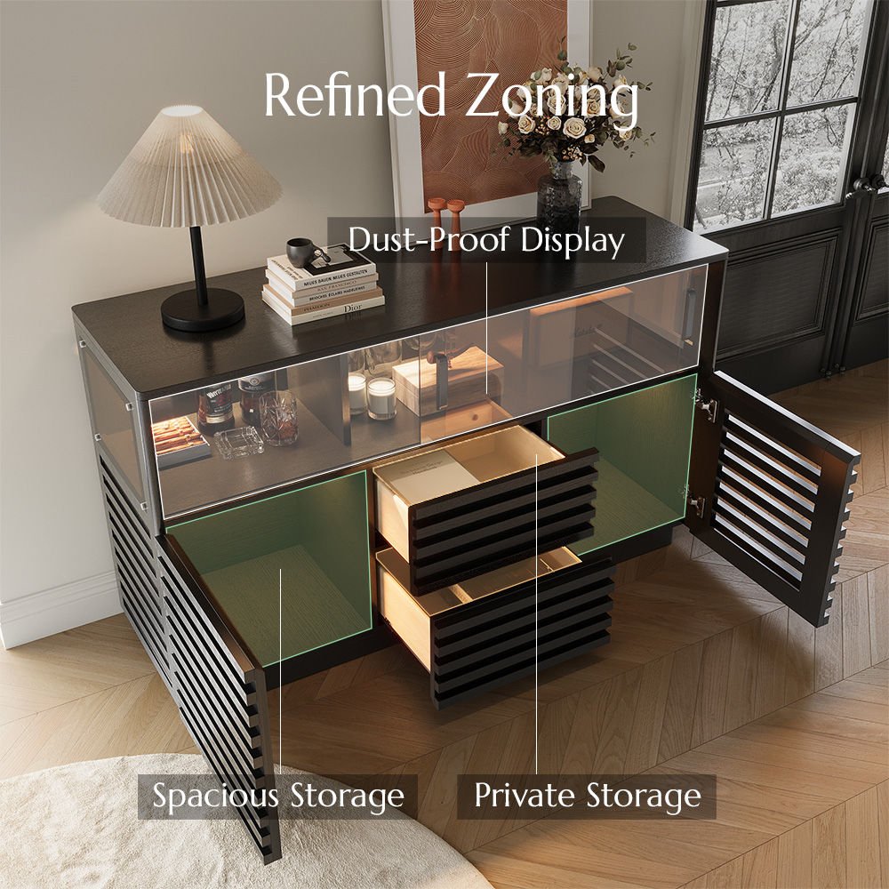 Atlas Mid - Century Slatted Storage Cabinet - Exclusivia