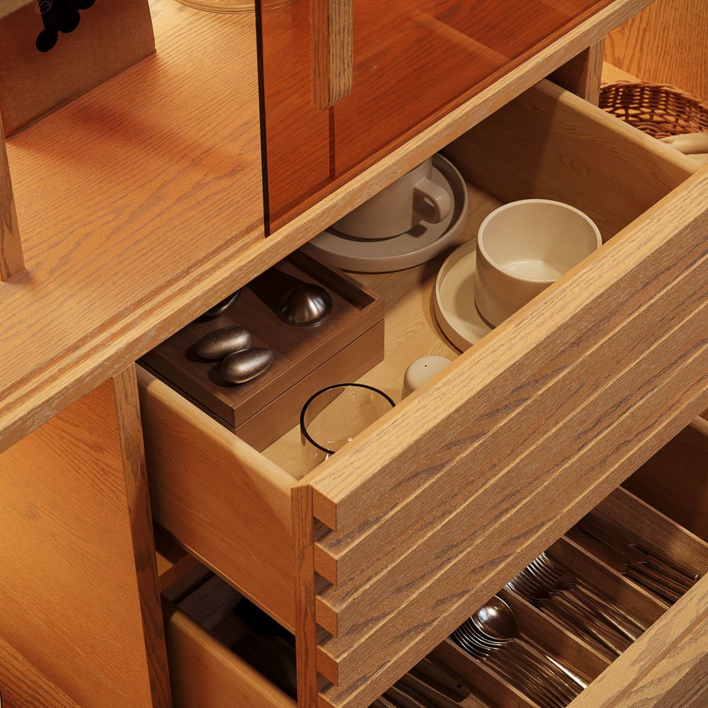 Atlas Mid - Century Slatted Storage Cabinet - Exclusivia