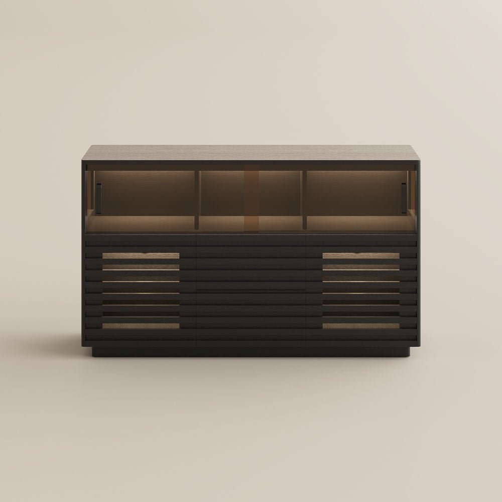 Atlas Mid - Century Slatted Storage Cabinet - Exclusivia