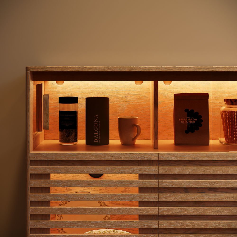 Atlas Mid - Century Slatted Storage Cabinet - Exclusivia