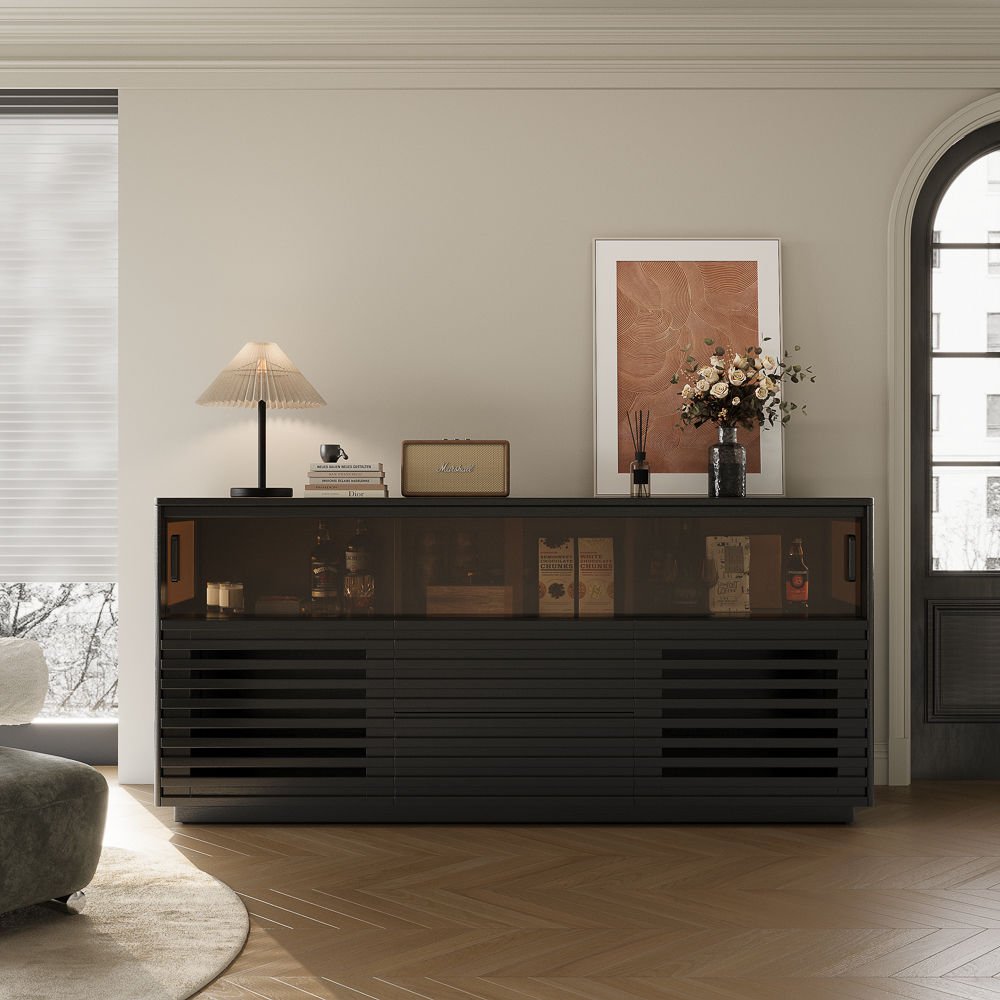 Atlas Mid - Century Slatted Storage Cabinet - Exclusivia