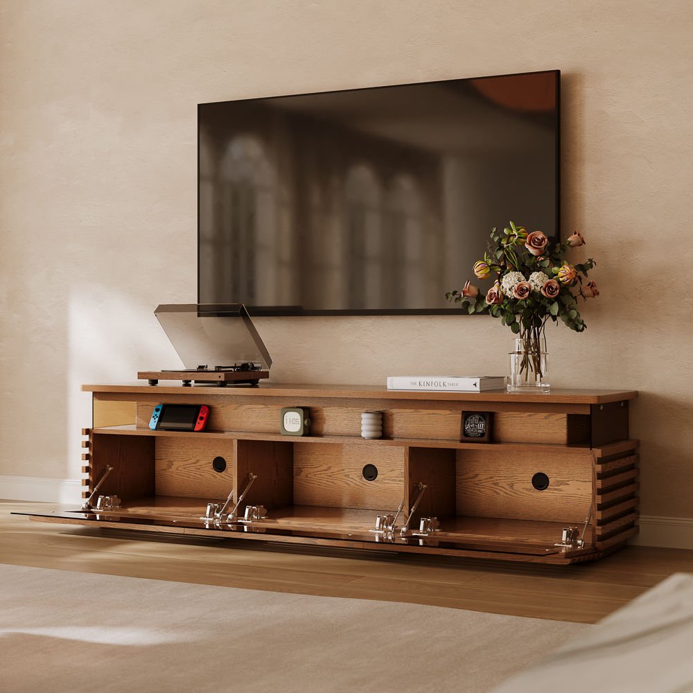 Atlas Mid - Century Slatted TV Console - Exclusivia