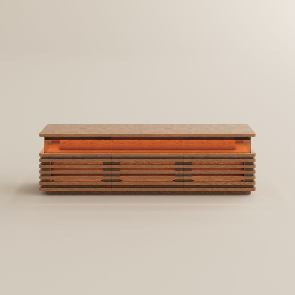 Atlas Mid - Century Slatted TV Console - Exclusivia