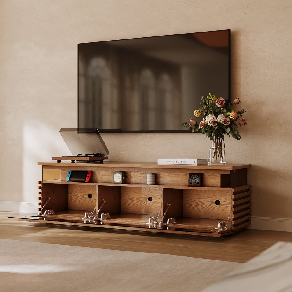 Atlas Mid - Century Slatted TV Console - Exclusivia