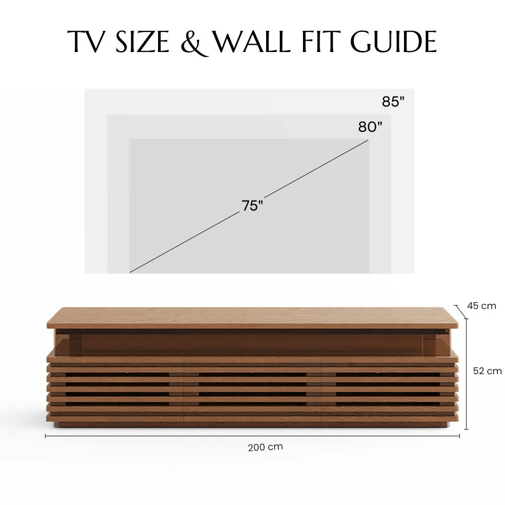 Atlas Mid - Century Slatted TV Console - Exclusivia