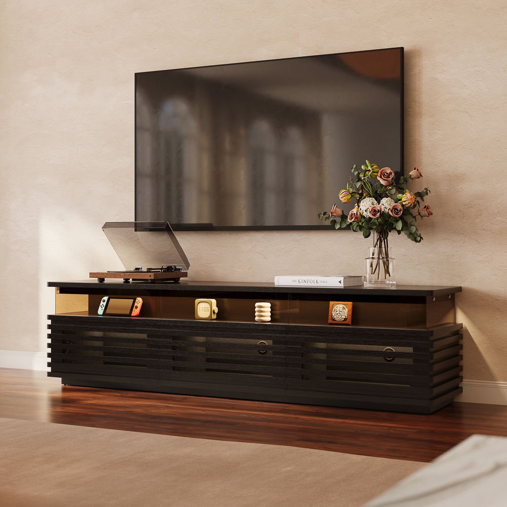 Atlas Mid - Century Slatted TV Console - Exclusivia