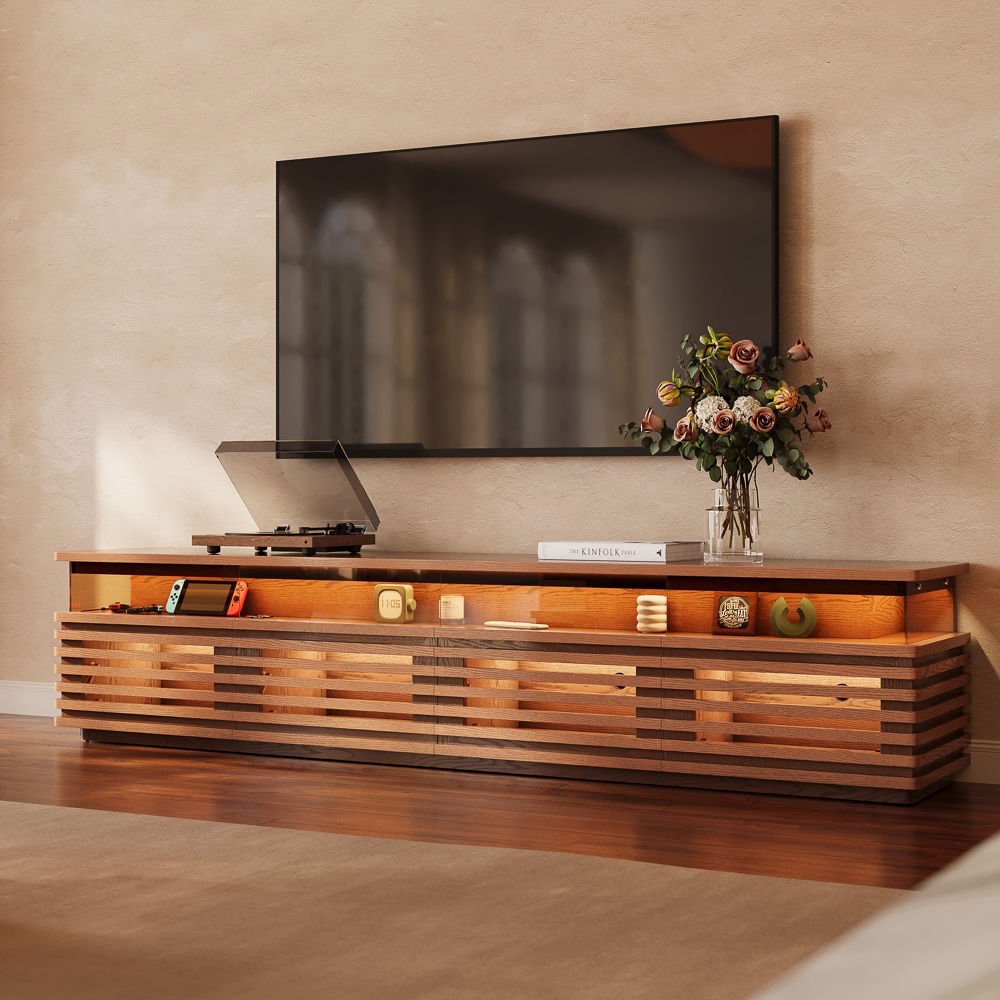 Atlas Mid - Century Slatted TV Console - Exclusivia