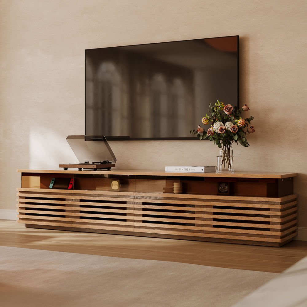Atlas Mid - Century Slatted TV Console - Exclusivia