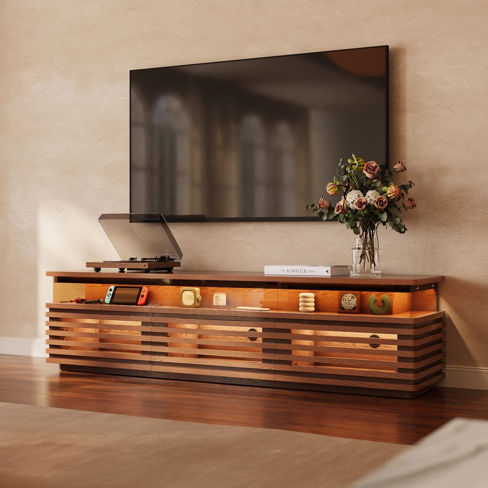 Atlas Mid - Century Slatted TV Console - Exclusivia