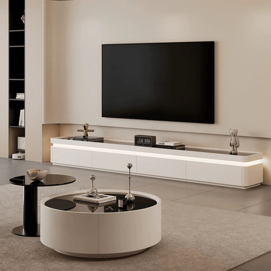 AUREA Cream LED TV Console & Coffee Table Set - Exclusivia