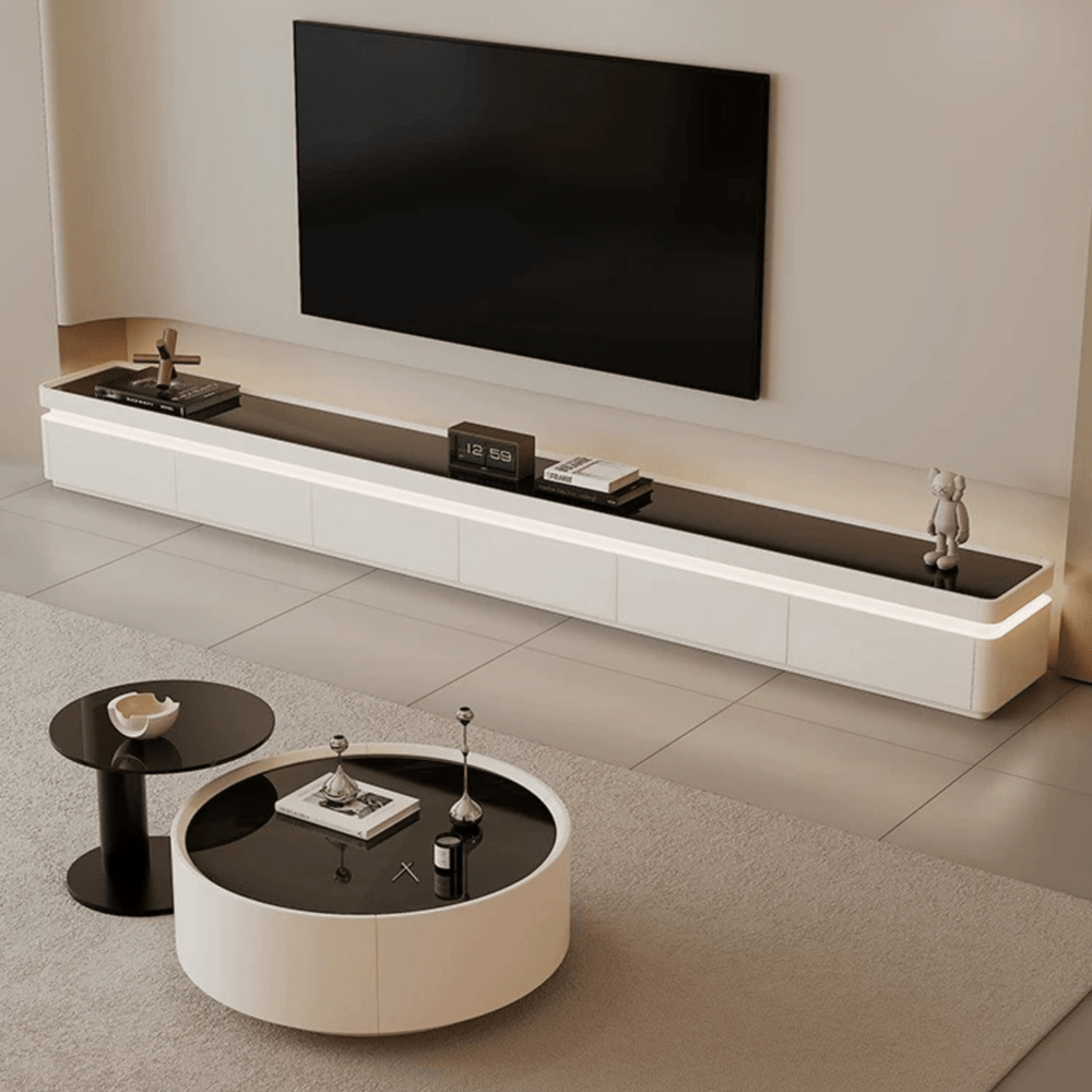 AUREA Cream LED TV Console & Coffee Table Set - Exclusivia