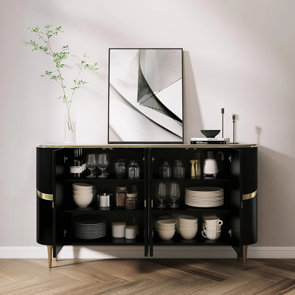 Aurelia 160 cm Sideboard with Sintered Stone Top - Exclusivia