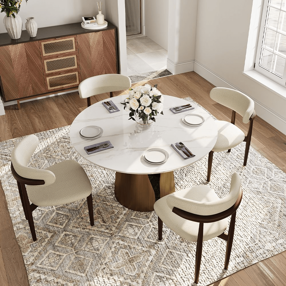 Aurelio Circa Gloss Sintered Stone Dining Table - Exclusivia