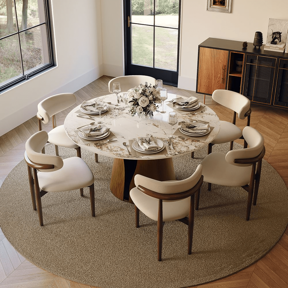 Aurelio Circa Gloss Sintered Stone Dining Table - Exclusivia