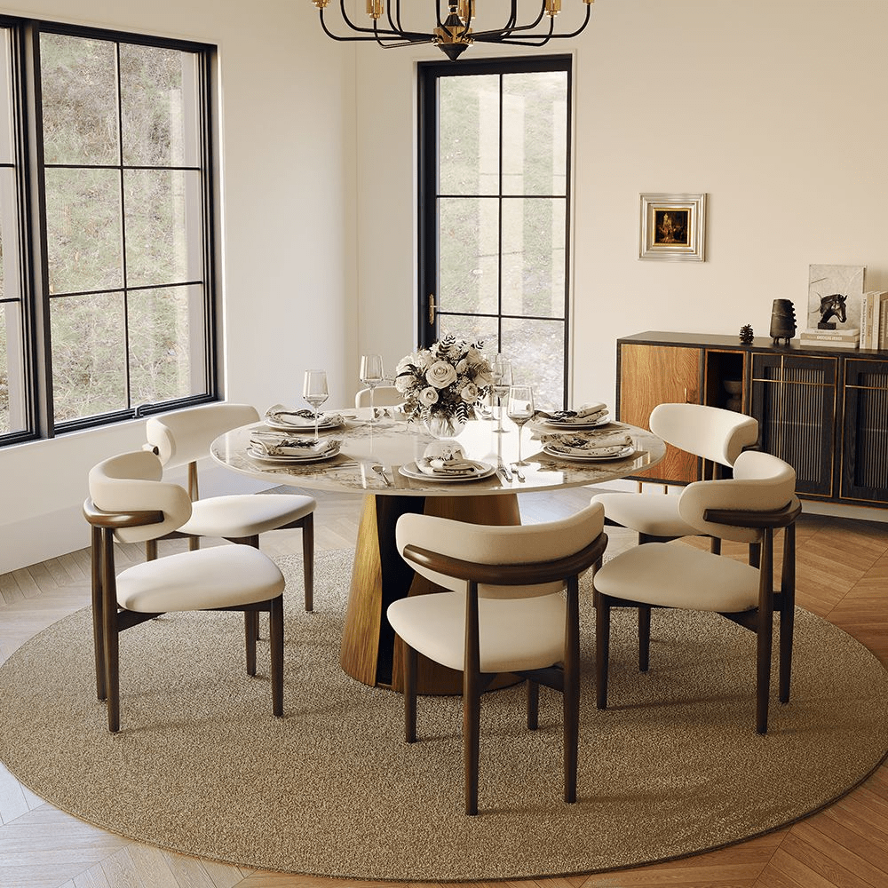 Aurelio Circa Gloss Sintered Stone Dining Table - Exclusivia
